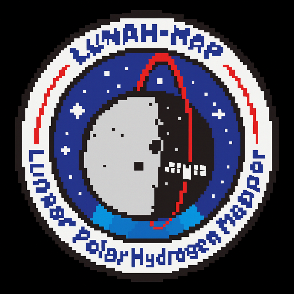 LunaH-Map mission patch pixel art